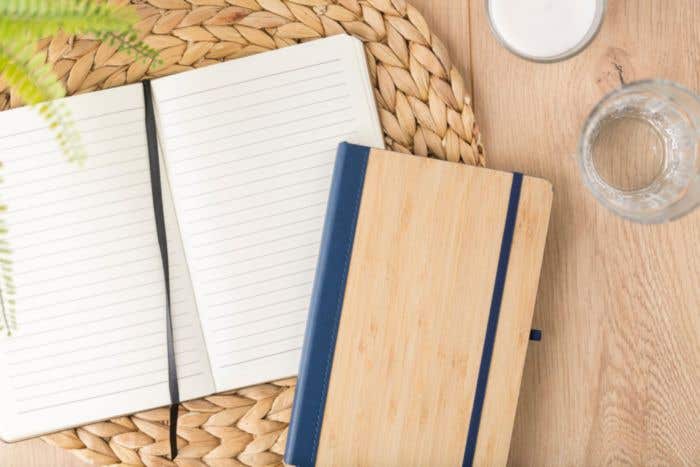 PU en bamboe notitieboek Dorita