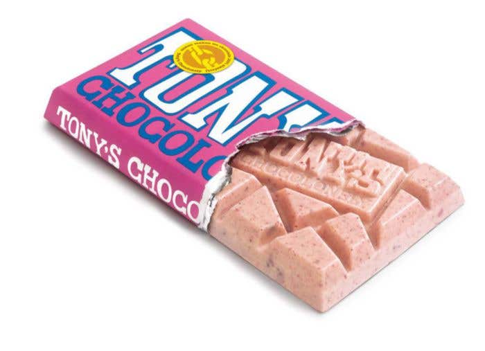 Tony's Chocolonely Wit Framboos Knettersuiker [180 gram]