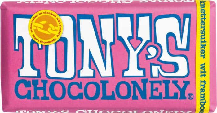 Tony's Chocolonely Wit Framboos Knettersuiker [180 gram]