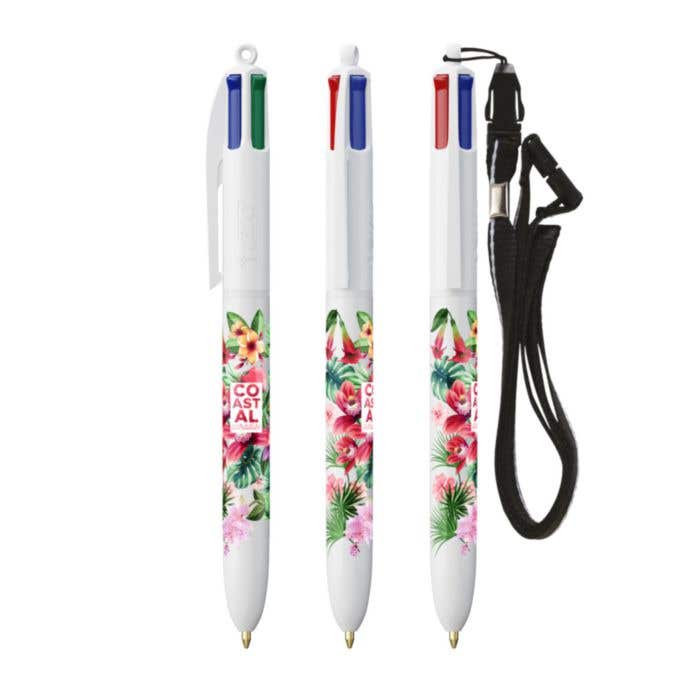BIC® 4 Colours balpen met lanyard