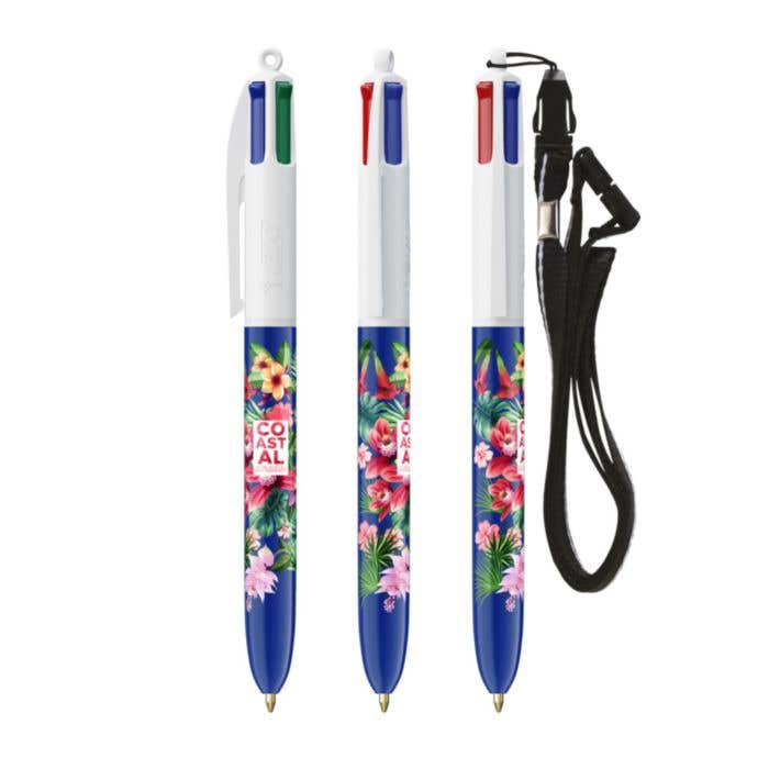 BIC® 4 Colours balpen met lanyard