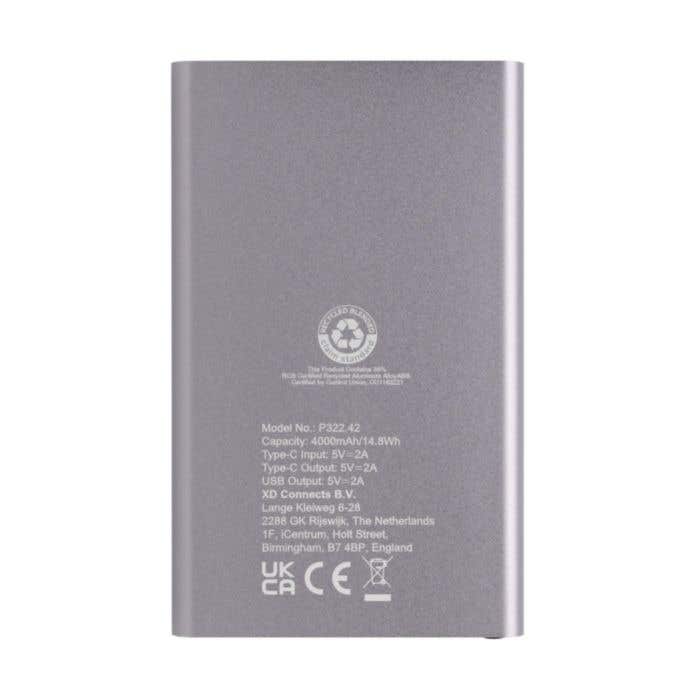 Gerecyclede Aluminium Powerbank Type-C [4000 mAh]