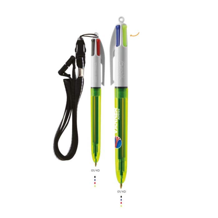 BIC® Balpen Met Lanyard 4 Colours® Fluo [4-in-1]