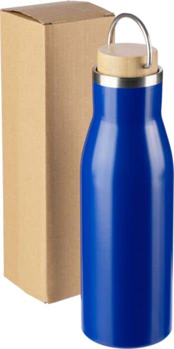 Drinkfles Aline | 500 ml | Gerecycled RVS | Dubbelwandig | Bamboe detail