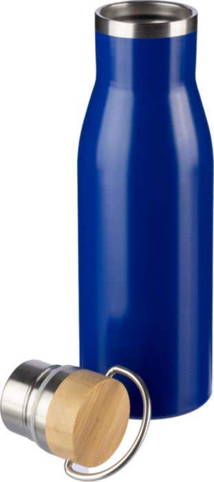 Drinkfles Aline | 500 ml | Gerecycled RVS | Dubbelwandig | Bamboe detail