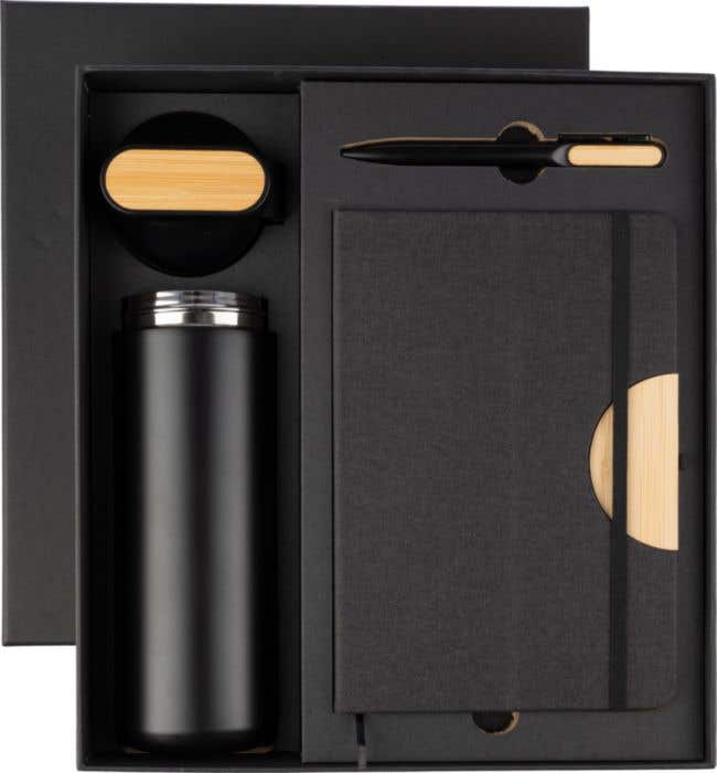 Geschenkset Kurt | 3-delig | Thermosfles | Notitieboek | Balpen