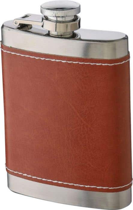 Heupfles Cedric | 100 ml | RVS | Kunstleren detail