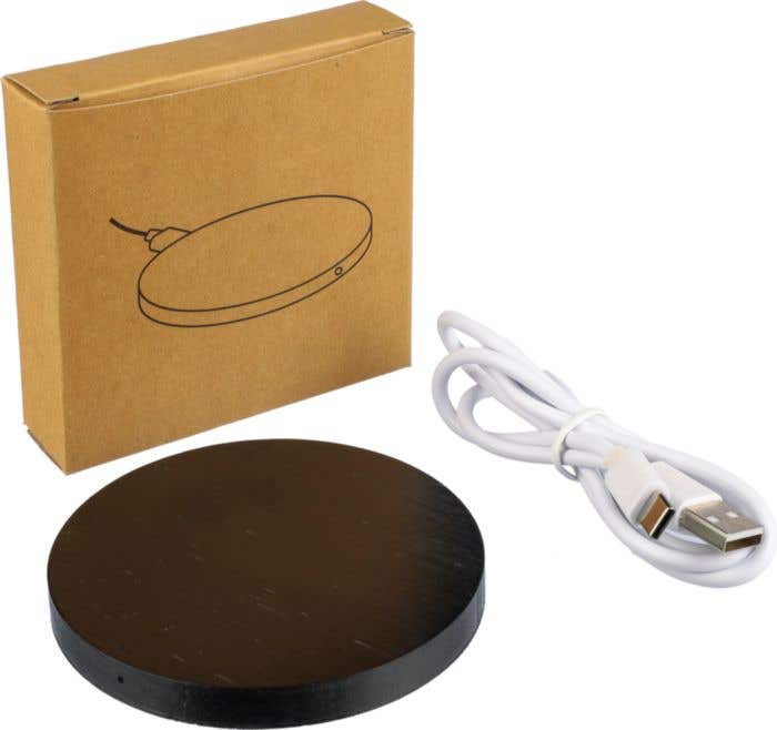 Draadloze bamboe oplader round