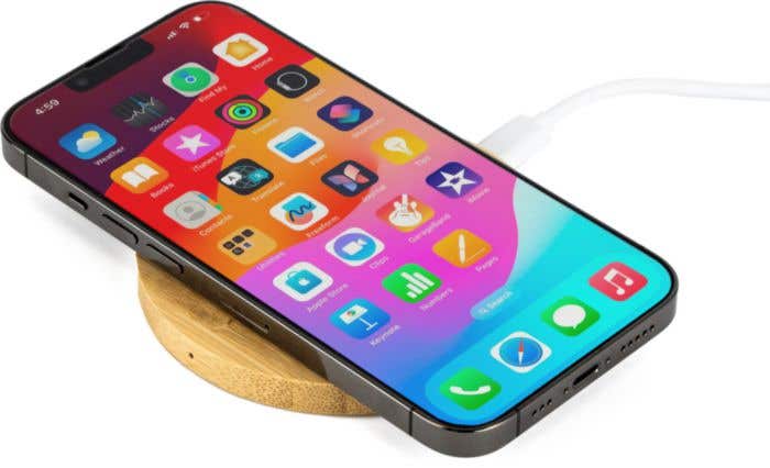 Draadloze bamboe oplader round