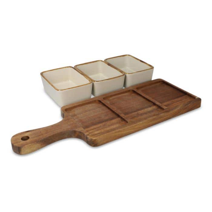 Dienblad met 3 keramische schaaltjes