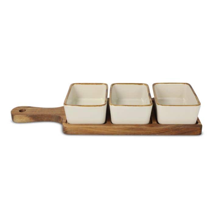 Dienblad met 3 keramische schaaltjes
