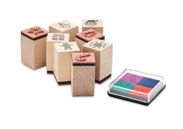 Houten Kerststempelset Stampie [8-delig]
