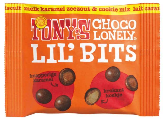 Tony's Chocolonely Lil'Bits Melk Karamel Zeezout Biscuit [40 gram]
