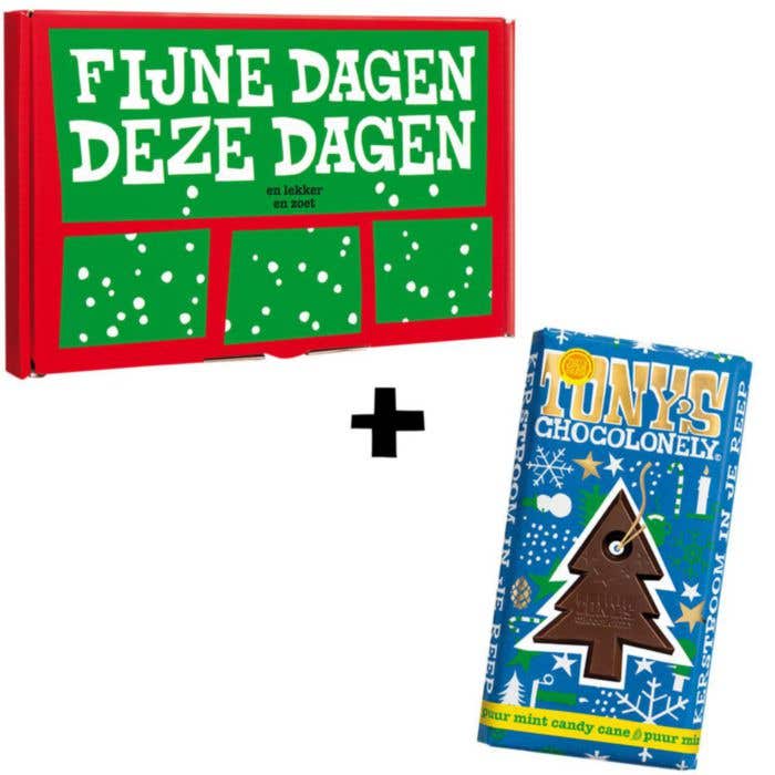 Tony's Chocolonely Giftbox Holiday Puur Mint Candy Cane