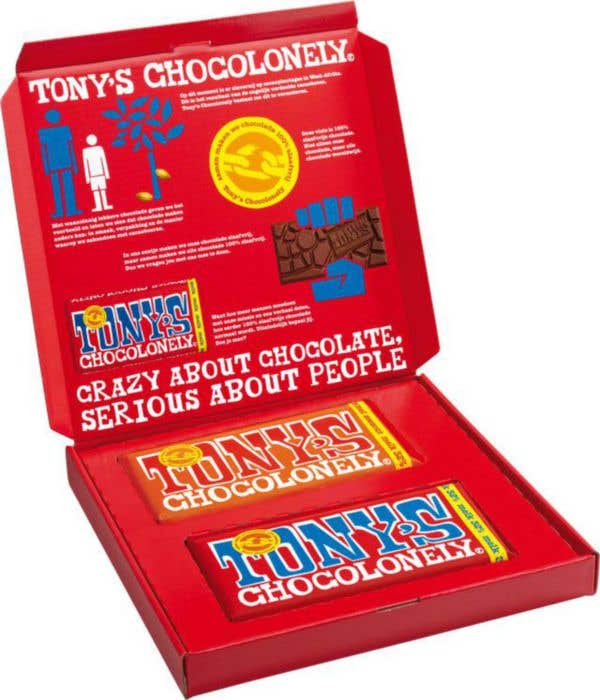 Tony's Chocolonely Giftbox Holiday Melk Karamel Zeezout [2 repen]