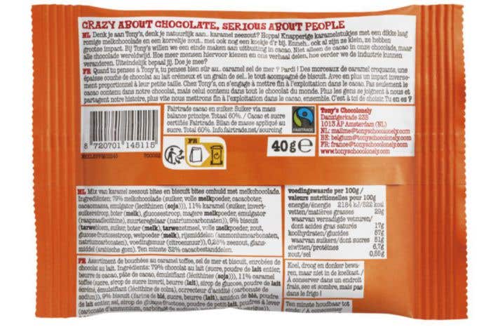 Tony's Chocolonely Lil'Bits Melk Karamel Zeezout Biscuit [40 gram]