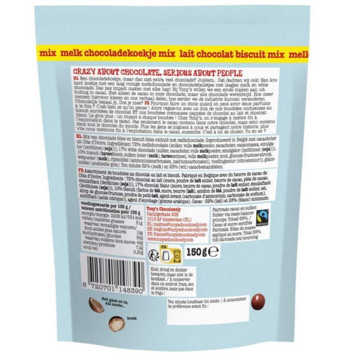 Tony's Chocolonely Chocolademix Lil'Bits Melk & Wit Chocoladekoekje [150 gram]