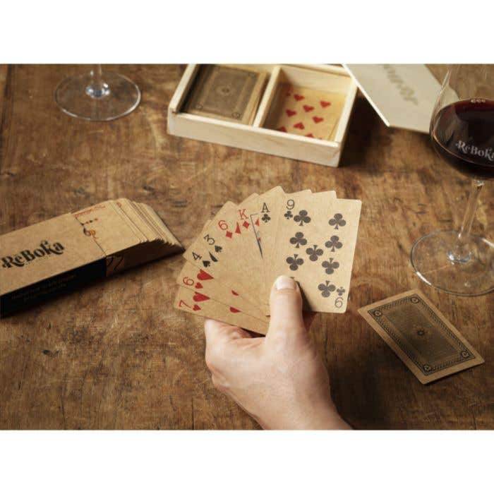 Speelkaarten | Gerecycled | Dubbel spel | Houten kistje