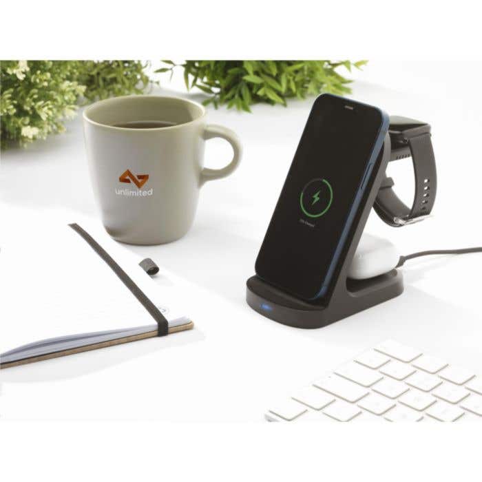 Oplaadstandaard 3-in-1 | Gerecycled | 15W | Draadloos
