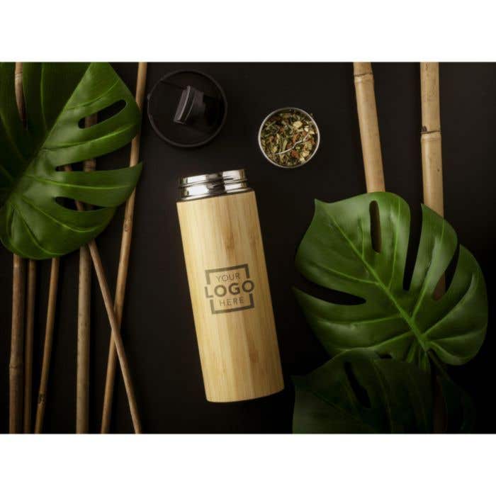 Thermosfles | Bamboe | 360 ml | Met theezeef