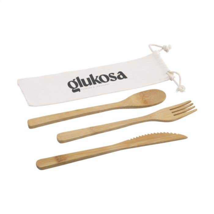 Bestekset | Bamboe | Met katoenen pouch