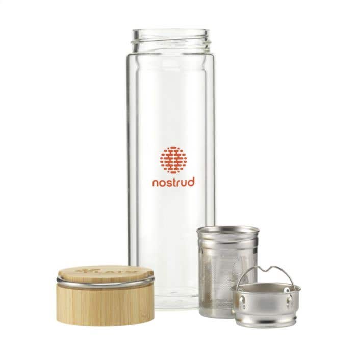Drinkfles | Borosilicaatglas | 300 ml | Met theezeef