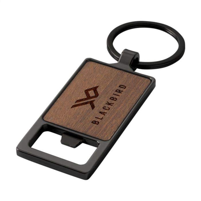 Sleutelhanger met flesopener | Hardhouten | Zinklegering