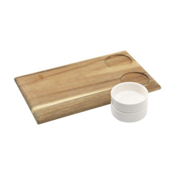 Wooosh serveerplank Pincho | Acaciahout | Met 2 porseleinen schaaltjes