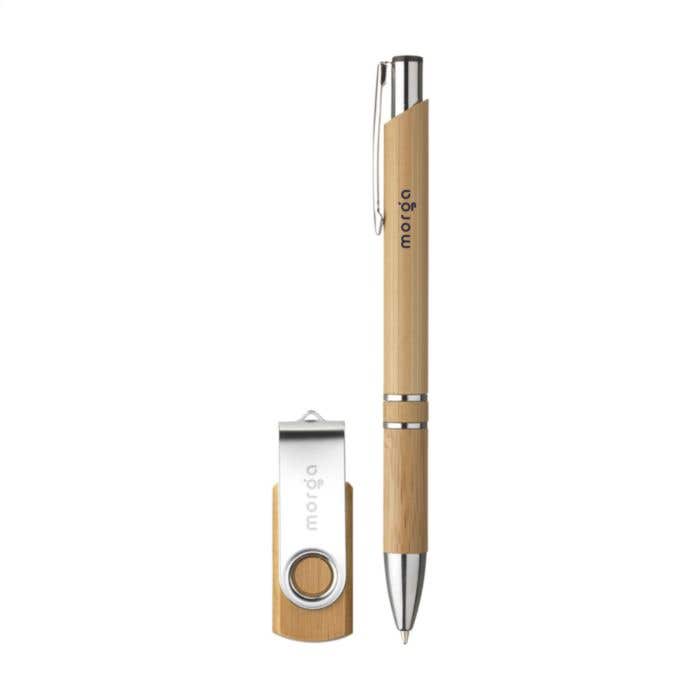 Geschenkset | Bamboe | Balpen en USB stick 8 GB
