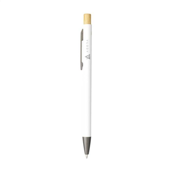 Balpen | Gerecycled aluminium | Bamboe drukknop
