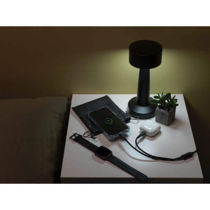 Oplaadset | Gerecycled | 2 Type-C poorten | Met pouch