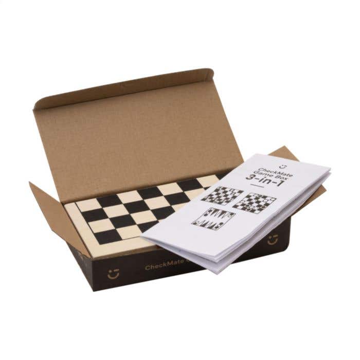 Spellenkist 3-in-1 | FSC® Dennenhout | Schaken, dammen en backgammon