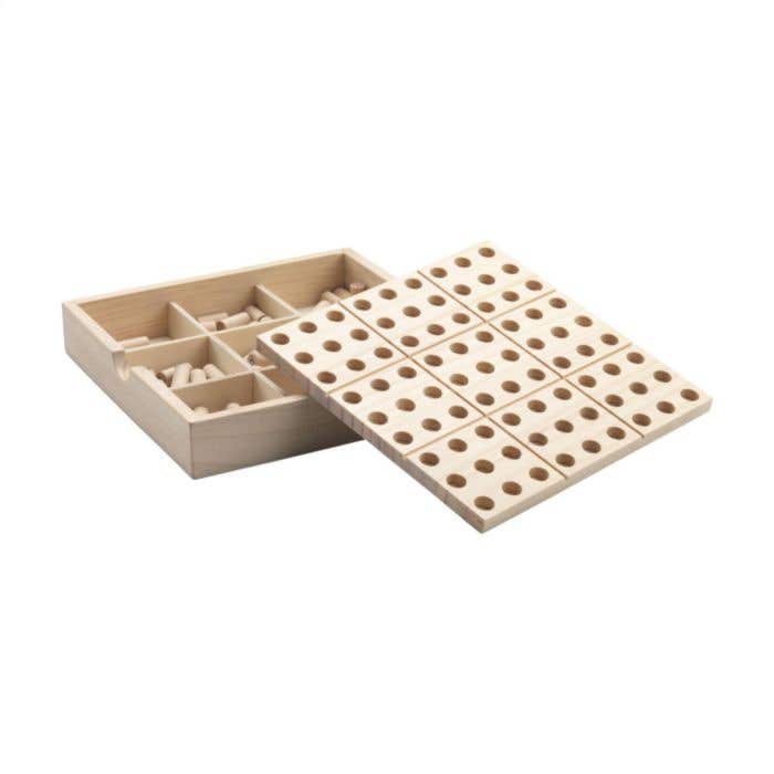 Sudokubord | Dennenhout | 81 pionnen | Met opbergvak