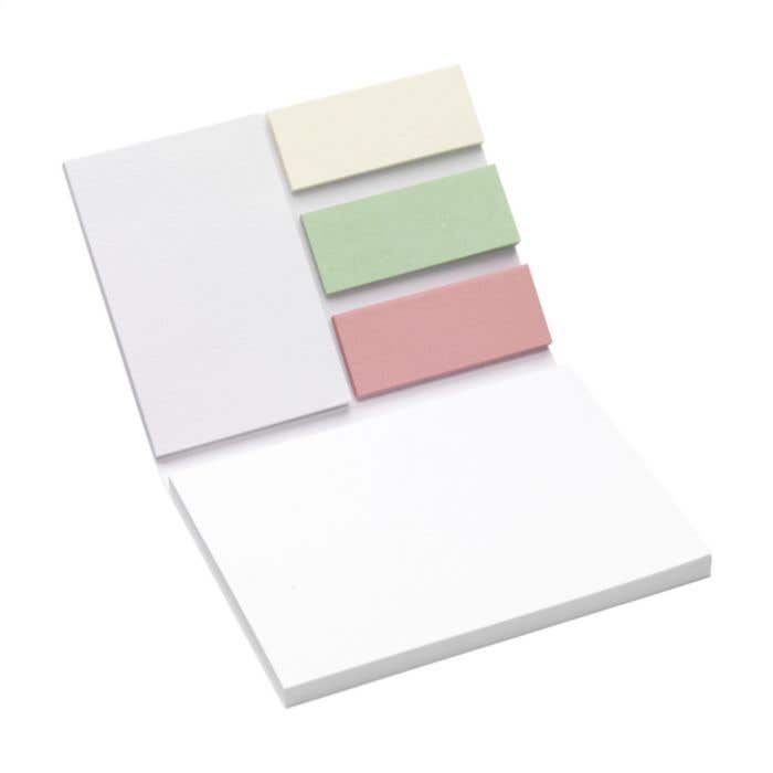 Memoblokje | Gerecycled papier | Met sticky notes en markeerstickers
