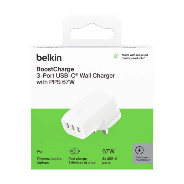 Belkin Oplaadstekker | 3 poorten | 67W | USB-C