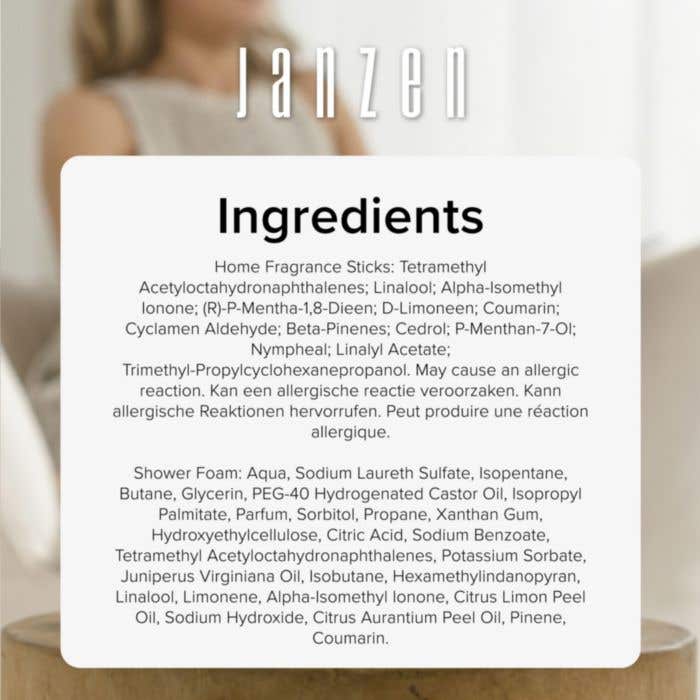 JANZEN Giftset Heavenly | Geurstokjes 100 ml | Shower foam 200 ml