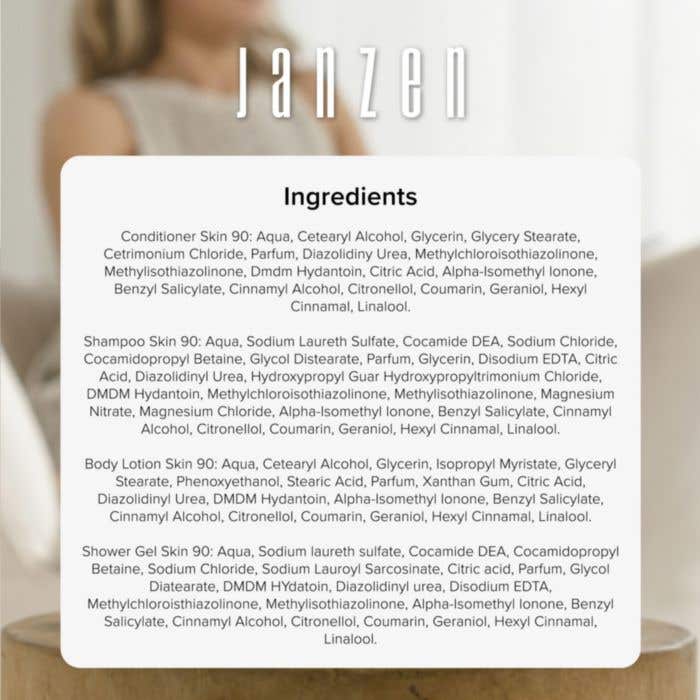 JANZEN Reisset Skin 90 | 4 x 40 ml | Shower gel, bodylotion, shampoo en conditioner