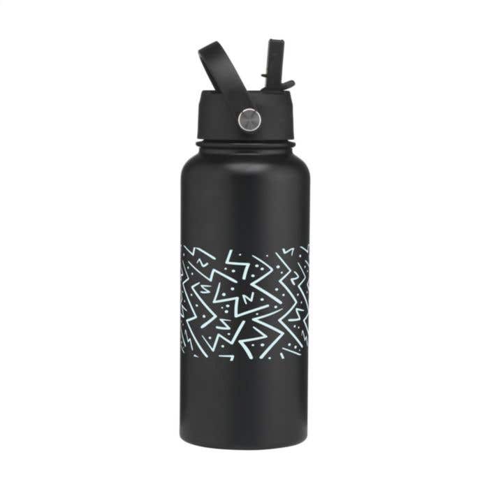 Thermosfles | Gerecycled RVS | 900 ml | Inklapbaar rietje