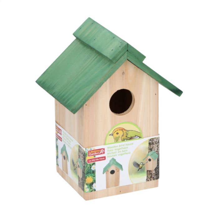 Vogelhuisje | Dennenhout | Groen dak