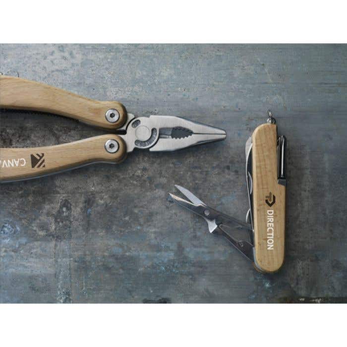 Multitool | Roestvrij staal | 11 functies | Beukenhouten greep