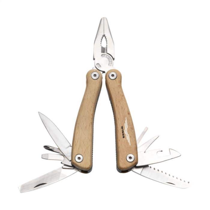 Multitool | Roestvrij staal | 11 functies | Beukenhouten greep