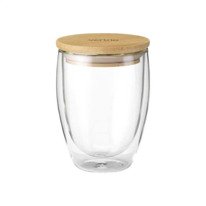 Glas dubbelwandig | Bamboe deksel | 350 ml