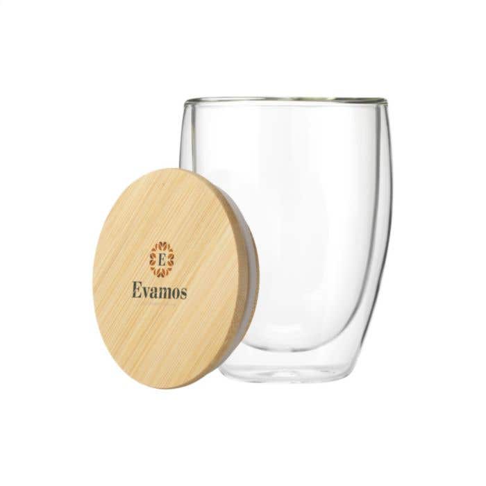 Glas dubbelwandig Alba | Bamboe deksel | 350 ml
