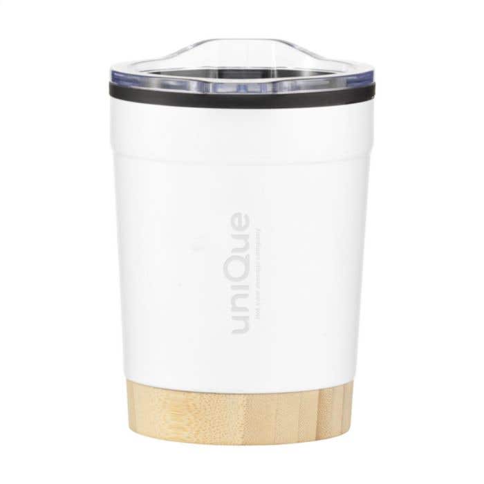 Thermosbeker | Gerecycled RVS | 350 ml | Bamboe onderzijde