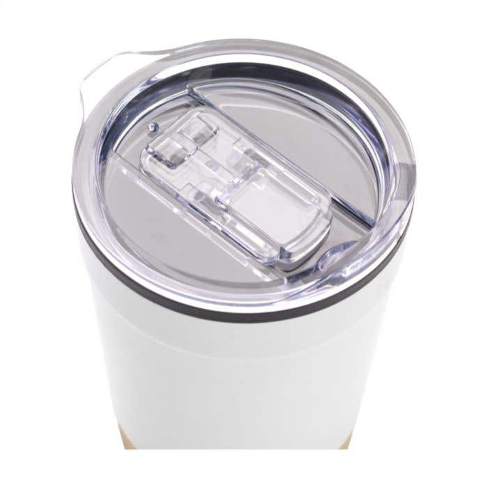 Thermosbeker | Gerecycled RVS | 350 ml | Bamboe onderzijde