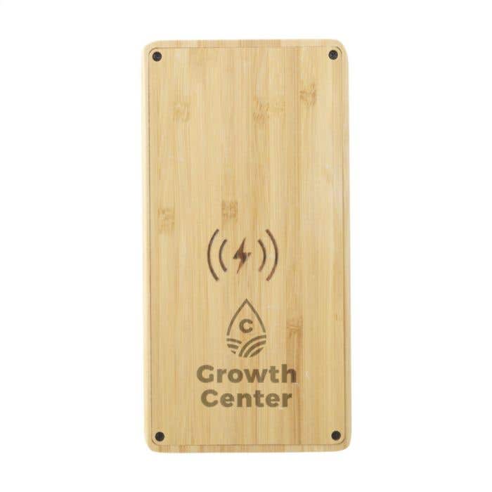 Powerbank | Bamboe | 8000 mAh | Draadloos & zonnepaneel