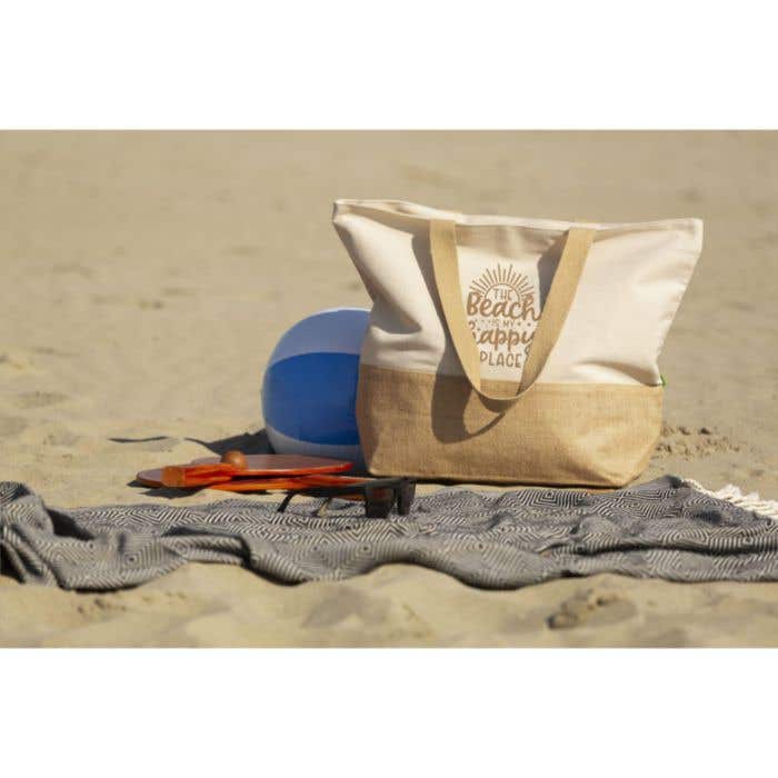 Strandtas | Jute en organisch katoen | 30 l
