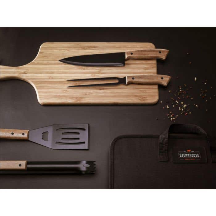 Barbecueset Asado | 4-delig | Acaciahout | Met etui