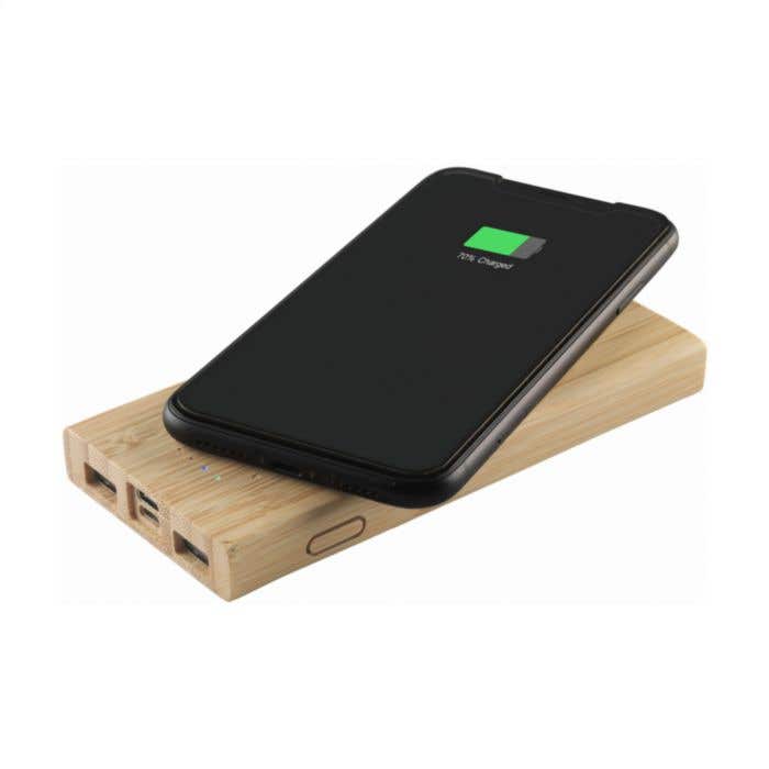 Powerbank | Bamboe | 8000 mAh | Draadloos opladen