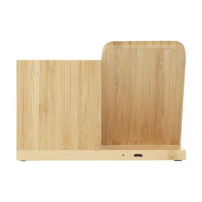 Draadloze oplader | Bamboe | 15W | Met penhouder